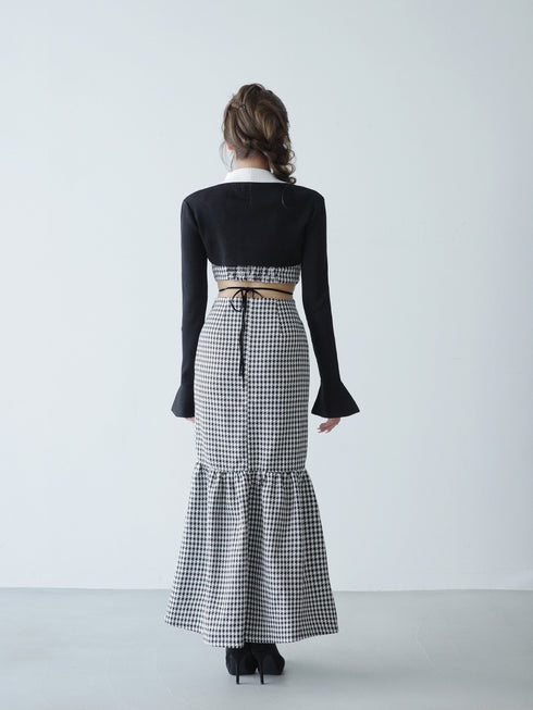 Back open houndstooth ensemble