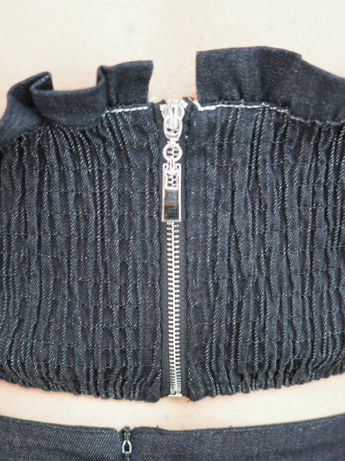 バックオープンデニムマーメイドワンピース