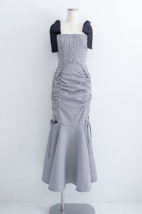 ハウンドチェックコルセットセットアップ