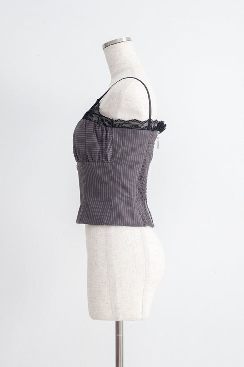 レースピンストライプスラックスセットアップ