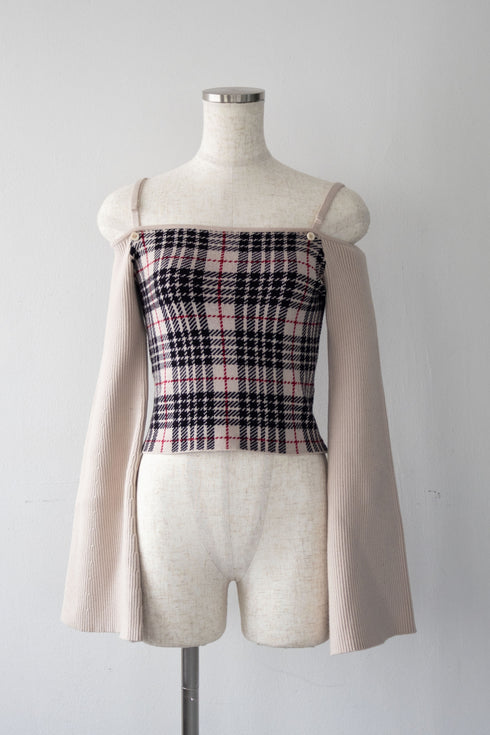 2wayプレイドニットトップス