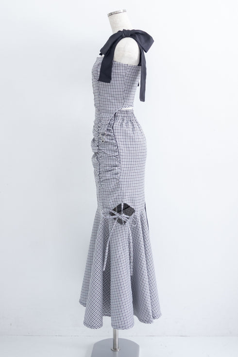 ハウンドチェックコルセットセットアップ