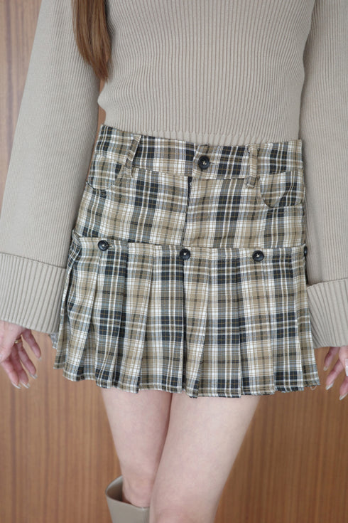 フェイクドッキングプレイドミニスカート