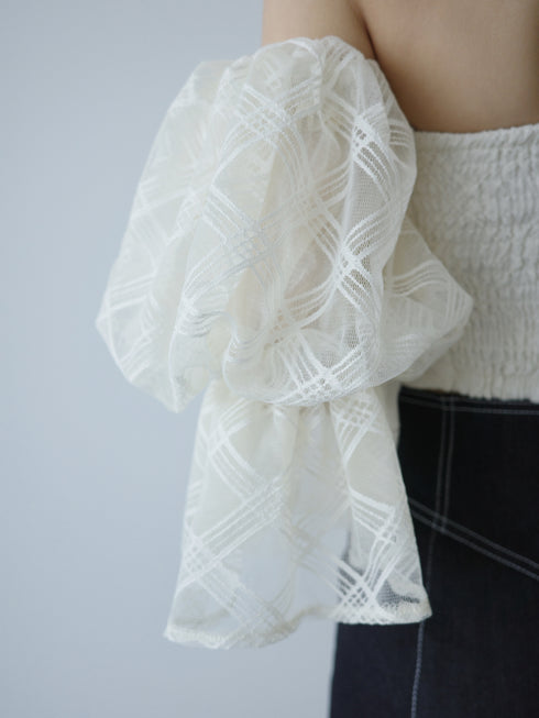 チェックチュールトップス