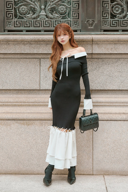 シャツドッキングストリングコアロングワンピース