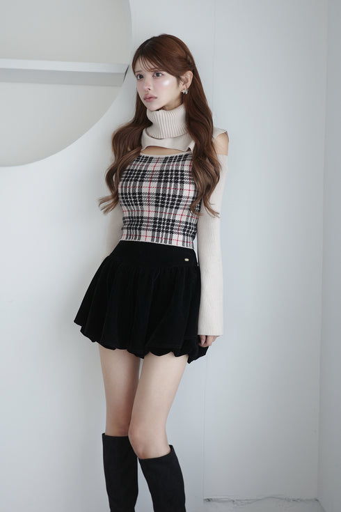 2wayプレイドニットトップス