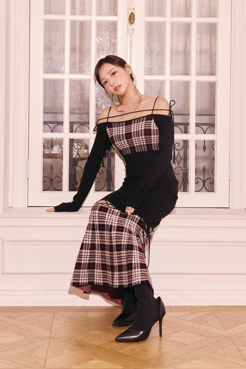 ストリングコアプレイドマーメイドワンピース