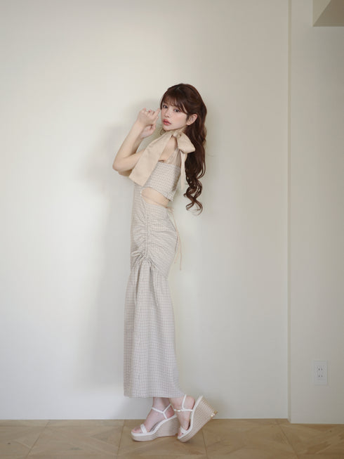 バックオープンハウンドチェックワンピース