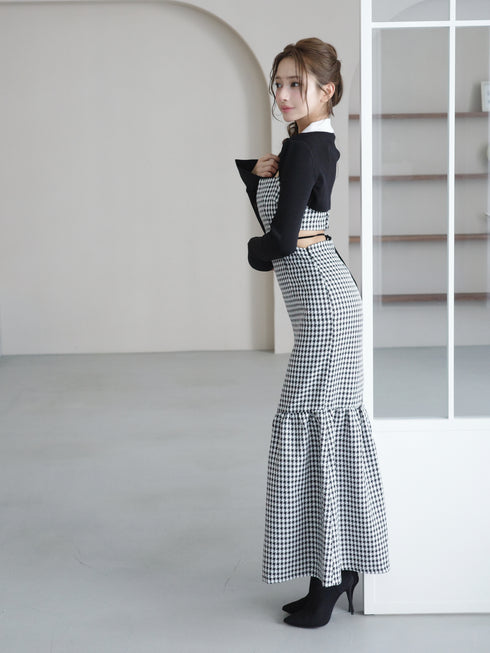 Back open houndstooth ensemble