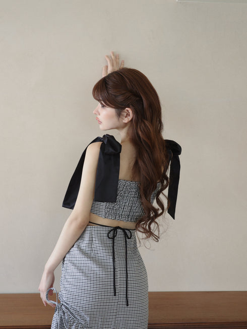 バックオープンハウンドチェックワンピース