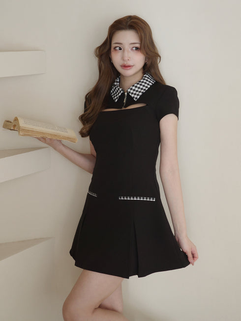 ギンガムドッキングAラインワンピース