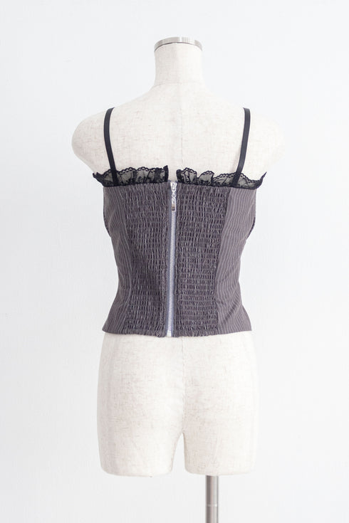 レースピンストライプスラックスセットアップ