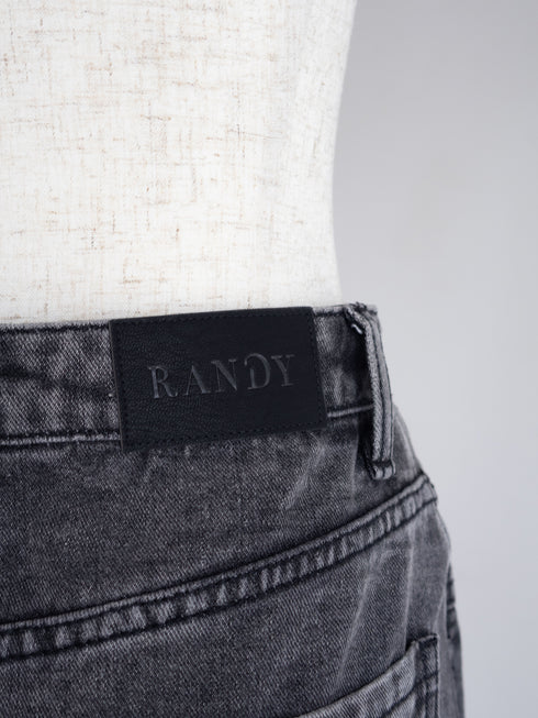 アシンメトリーカットアウトデニムスカート