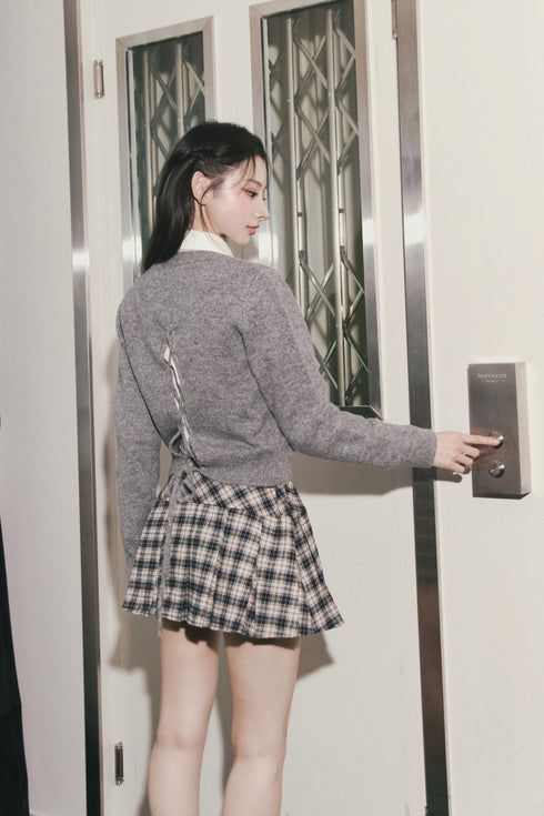 バックレースアップニットトップス