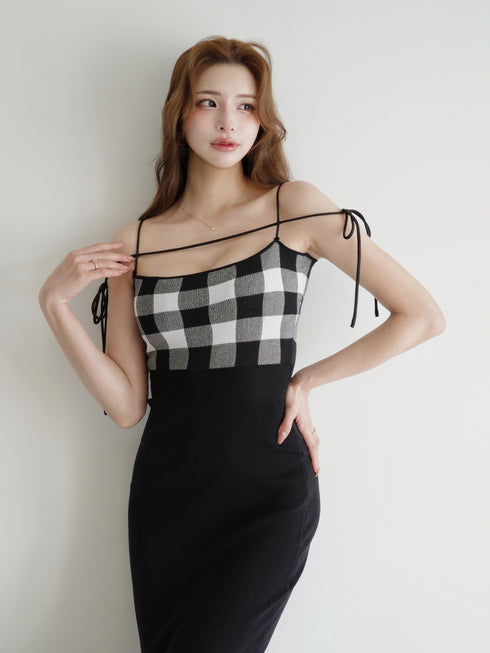 Gingham Check String Core Dress