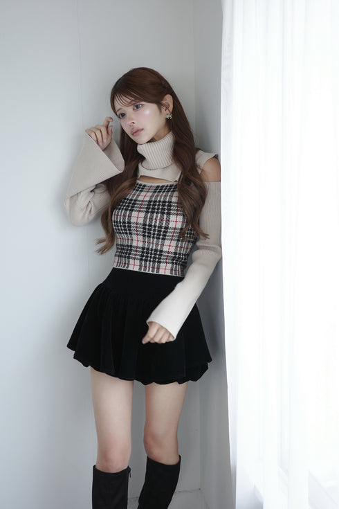 2wayプレイドニットトップス