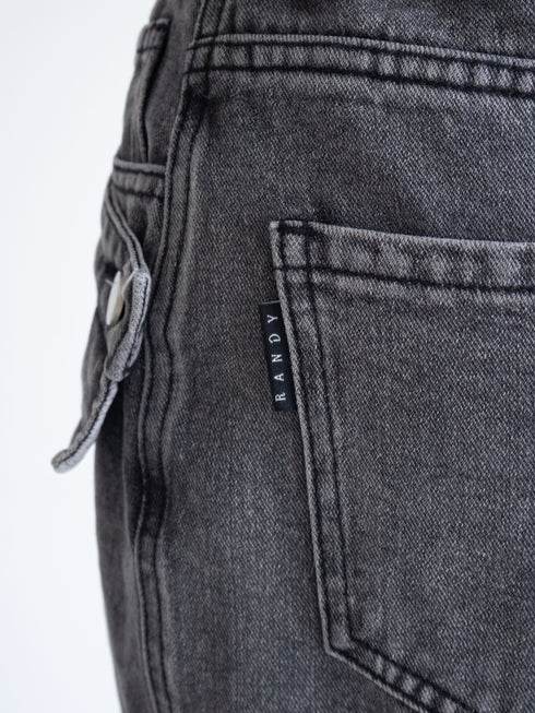 アシンメトリーカットアウトデニムスカート