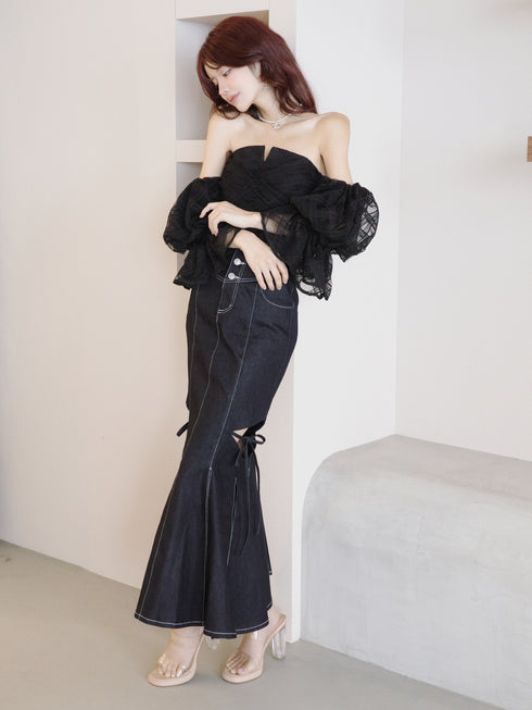 チェックチュールトップス