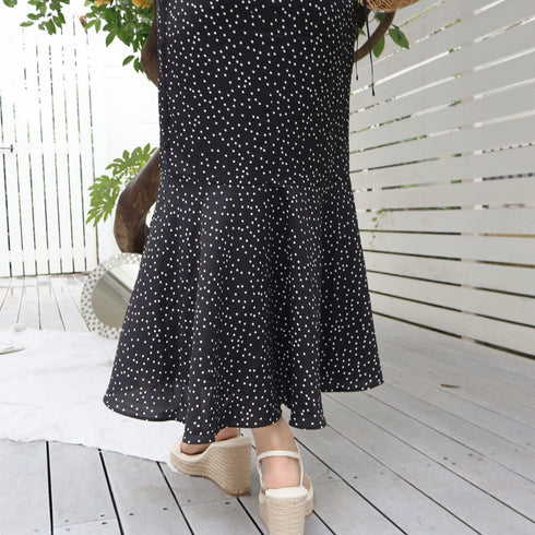 Random dot mermaid long dress