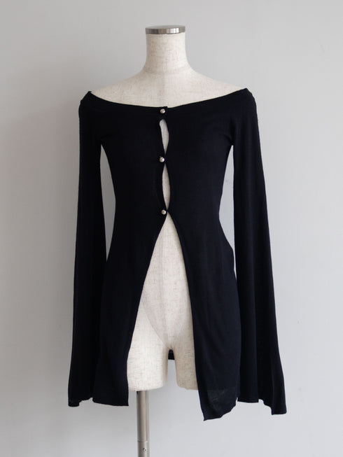 チュールオフショルアシンメトリーワンピース