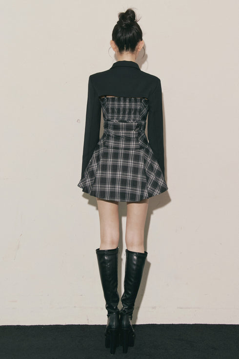 チェック柄バックルジャケットアンサンブル