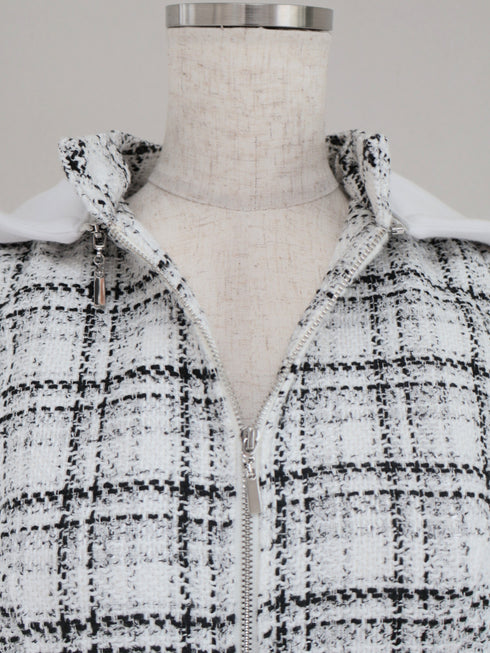 2wayフーディーツイードティアードワンピース