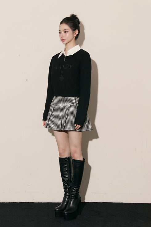 バックレースアップニットトップス