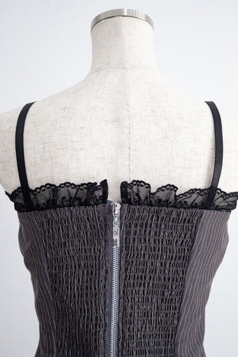 レースピンストライプスラックスセットアップ