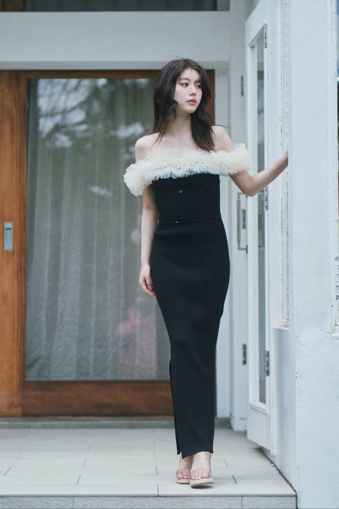 2wayチュールニットワンピース