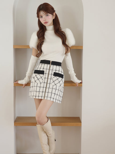 ファーショルダーニットトップス