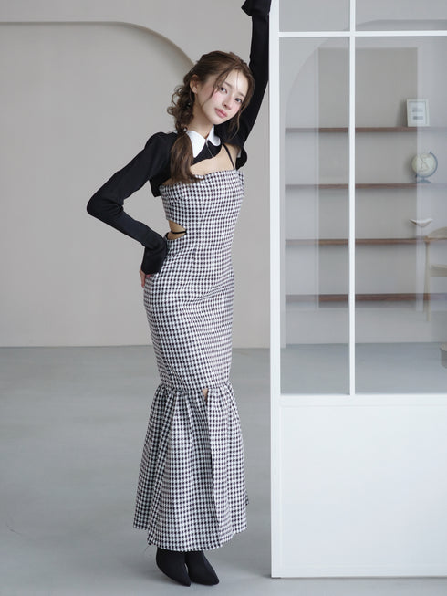 Back open houndstooth ensemble