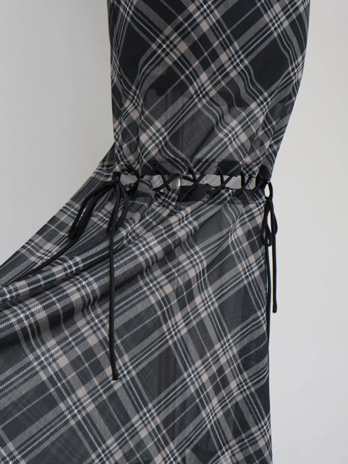 ストリングコアシースルーチェックワンピース