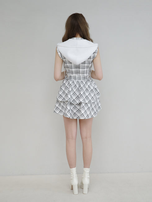 2wayフーディーツイードティアードワンピース