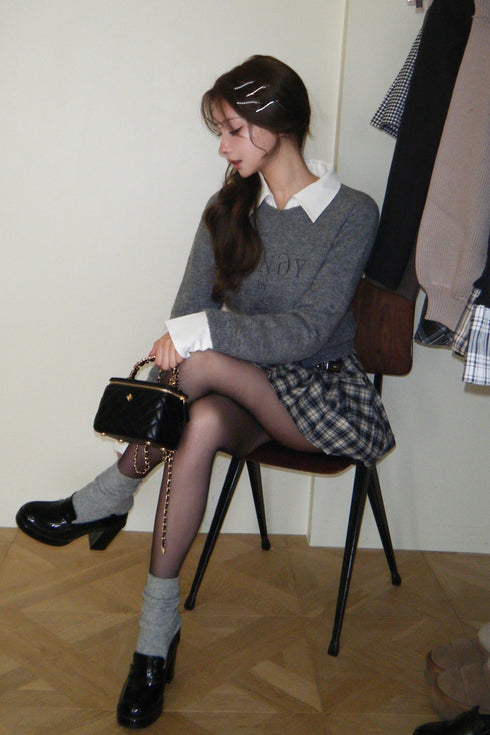 バックレースアップニットトップス