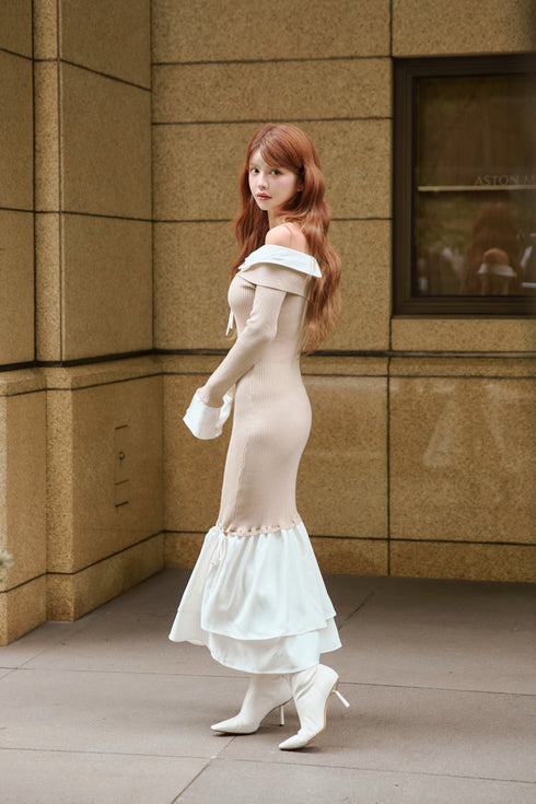 シャツドッキングストリングコアロングワンピース