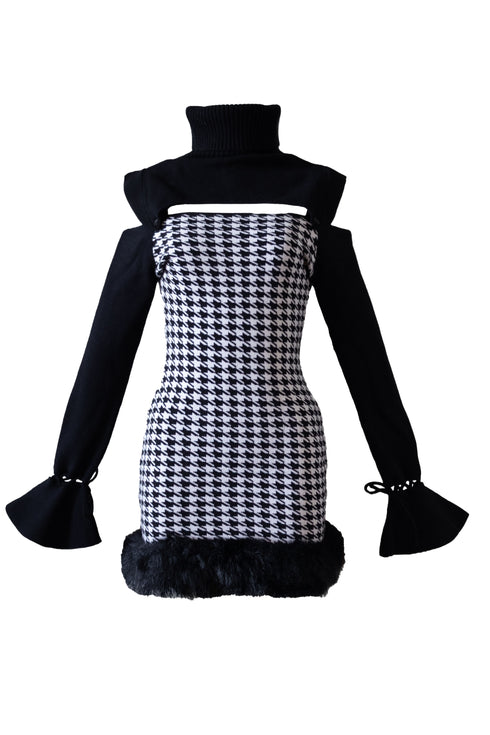 2wayハウンドトゥースファーミニワンピース