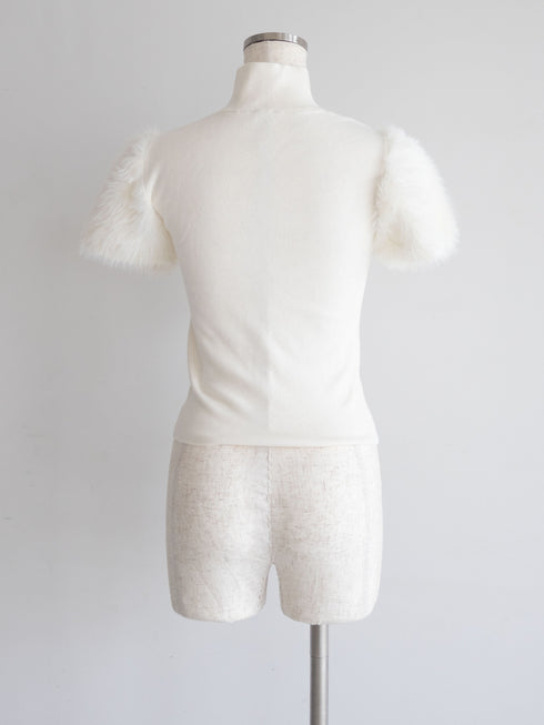 ファーショルダーニットトップス