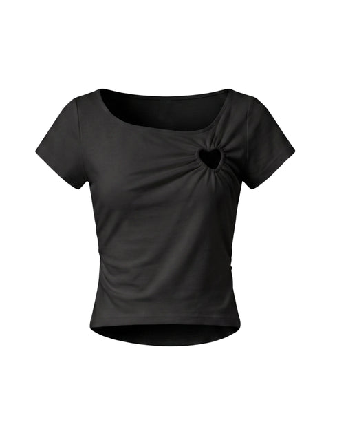ボートネックハートカットTシャツ
