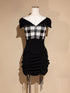 2-way gingham knit mini dress
