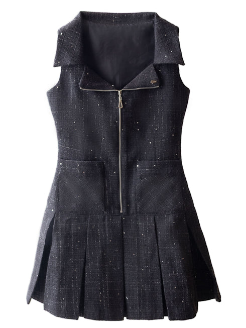 シャイニーツイードジップワンピース