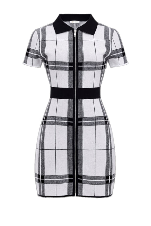 カービープレイドニットワンピース