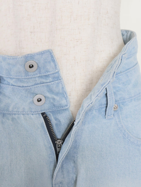 ビジューバックカットワイドデニム