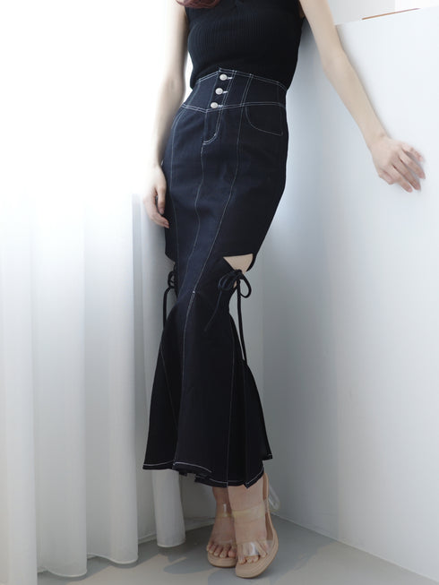 カットアウトマーメイドデニムスカート