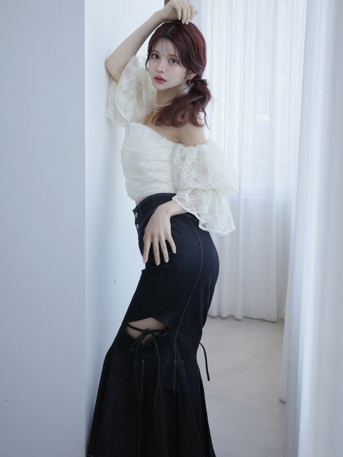 カットアウトマーメイドデニムスカート