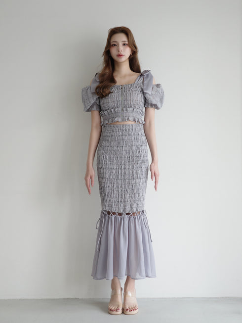 ストリングコアオフショルシャーリングセットアップ