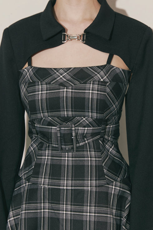 チェック柄バックルジャケットアンサンブル