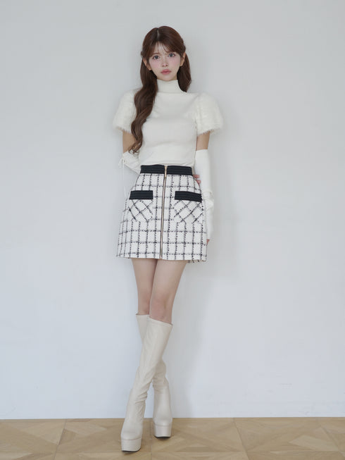 ファーショルダーニットトップス