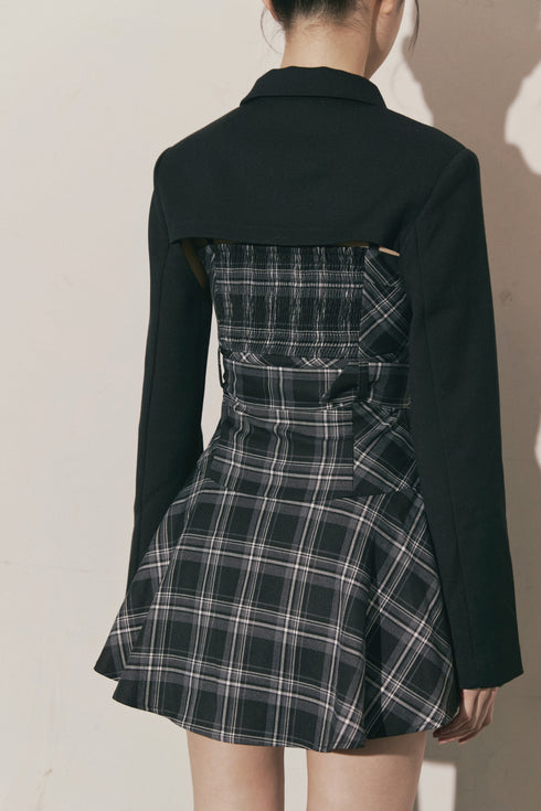 チェック柄バックルジャケットアンサンブル