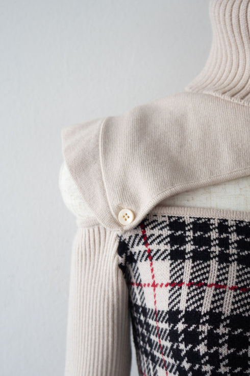 2wayプレイドニットトップス