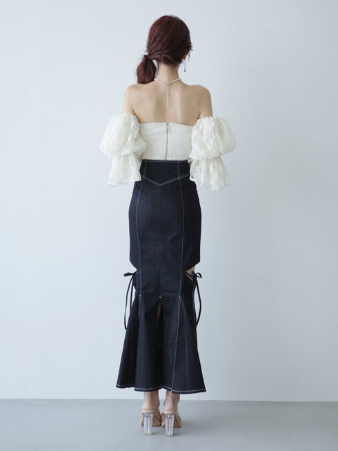 チェックチュールトップス